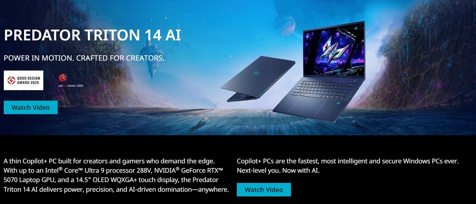 Predator Triton 14 AI product page